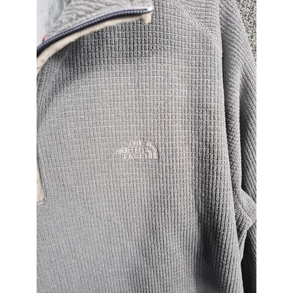 The North Face Pullover Mens Large Gray Fleece Quarter Zip Waffle Knit Sweater - Picture 4 of 9